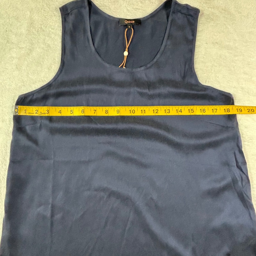 Quince Washable Silk Scoop Neck Tank Top Navy Blue Small NWT Sleeveless Blouse - Picture 5 of 10
